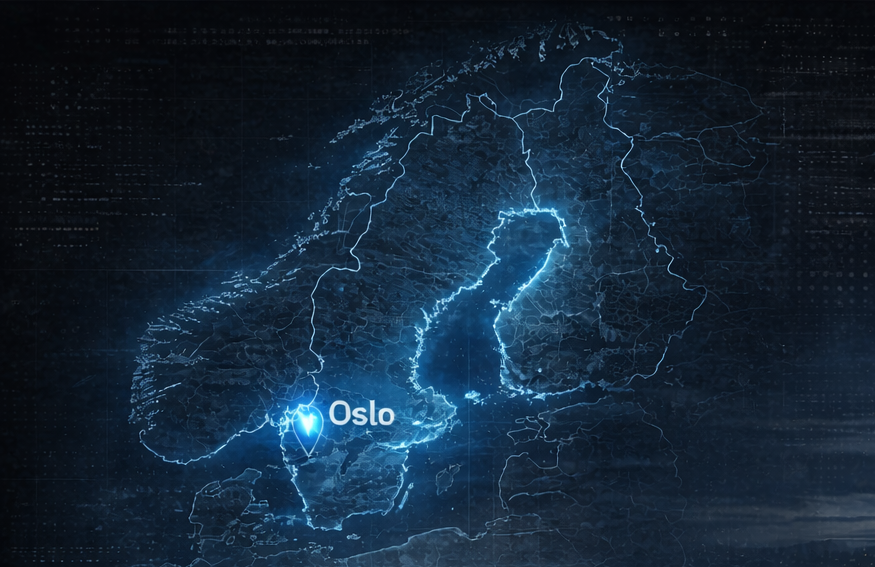 kart over Norge, med hovedkontor oslo